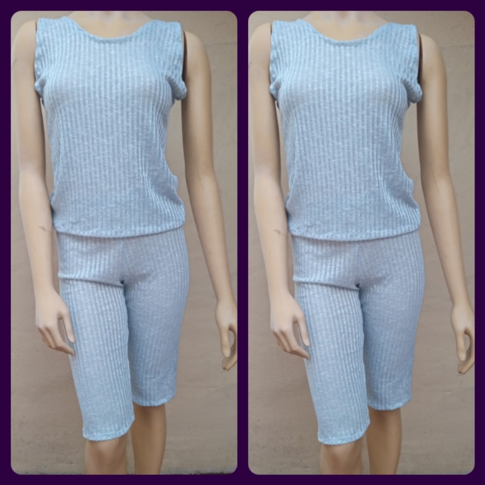2 pc light blue halogen pants leggings tank top set